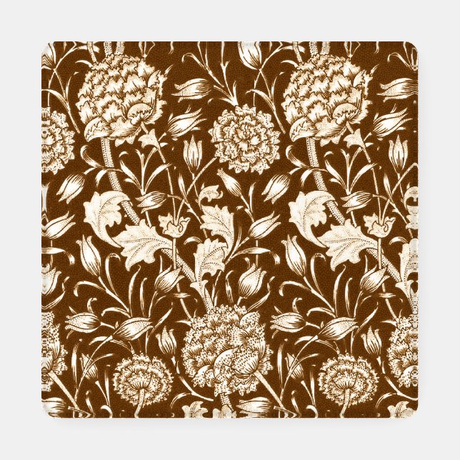 William Morris Carnation Print, Chocolate Brown  Coaster Set (Single)