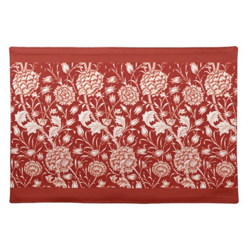 William Morris Carnation Print Deep Red and White Cloth Placemat