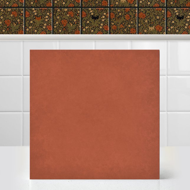 William Morris Cat Acanthus Leaf Clay Accent Ceramic Tile (Antique Art Nouveau William Morris Red Clay Matching Accent Cat Acanthus Leaf Ceramic Tile Mural)