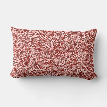 William Morris Cherry Red Larkspur Pattern Lumbar Pillow by encore_arts at Zazzle