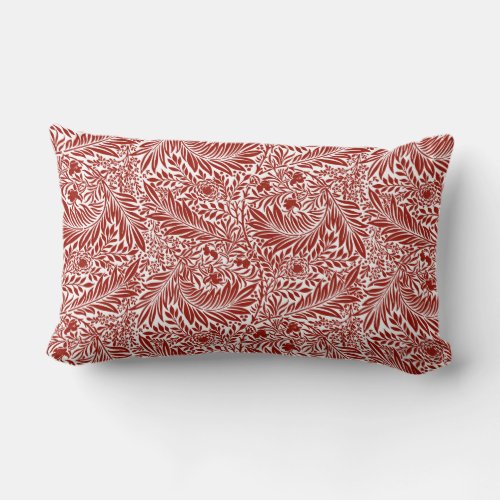 William Morris Cherry Red Larkspur Pattern Lumbar Pillow