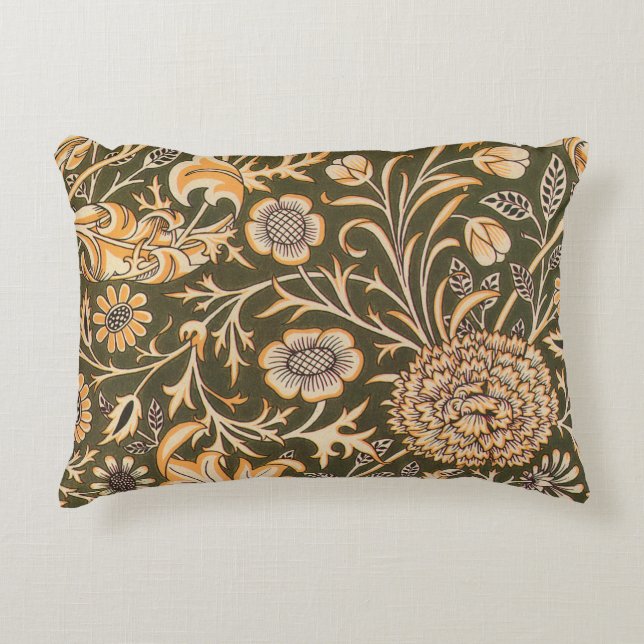 William Morris Cherwell Antique Floral Pattern Accent Pillow (Front)