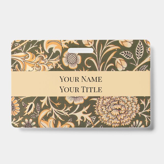 William Morris Cherwell Antique Floral Pattern Badge (Front)