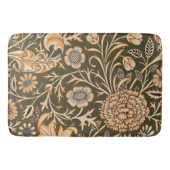 William Morris Cherwell Antique Floral Pattern Bath Mat (Front)