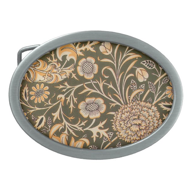 William Morris Cherwell Antique Floral Pattern Belt Buckle (Front)