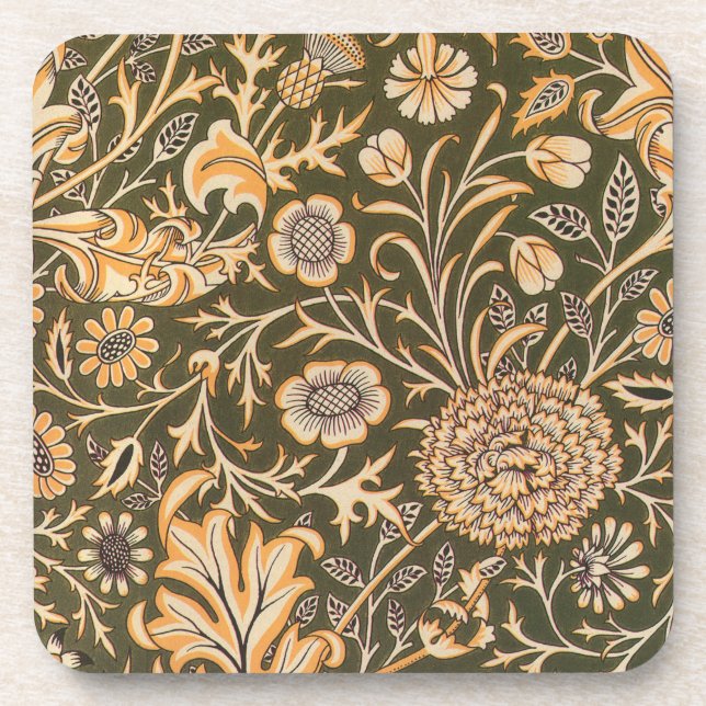 William Morris Cherwell Antique Floral Pattern Beverage Coaster (Front)