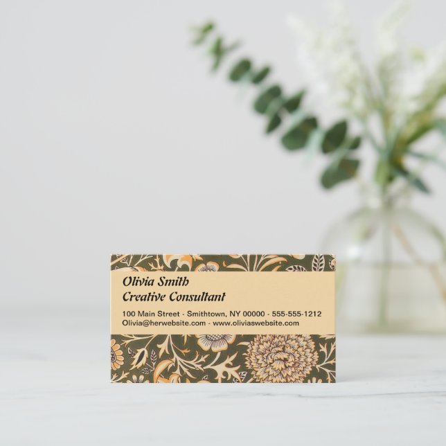 William Morris Cherwell Antique Floral Pattern Business Card (Standing Front)