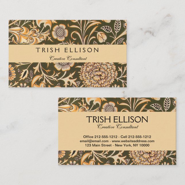 William Morris Cherwell Antique Floral Pattern Business Card (Front/Back)