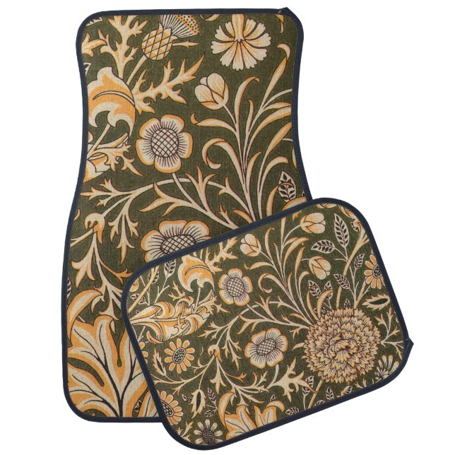 William Morris Cherwell Antique Floral Pattern Car Floor Mat (Set)