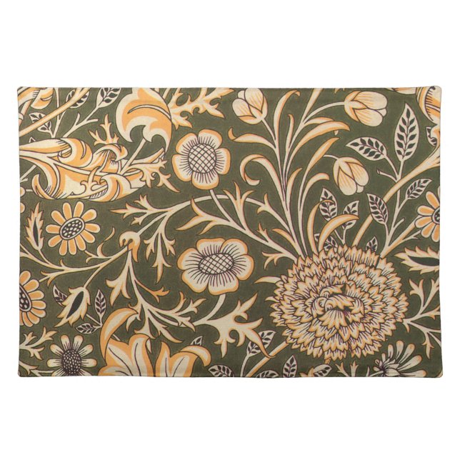 William Morris Cherwell Antique Floral Pattern Cloth Placemat (Front)