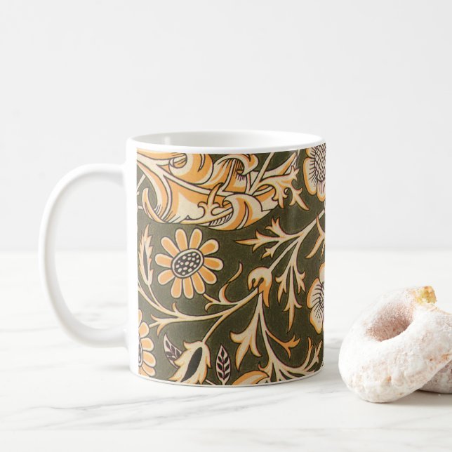 William Morris Cherwell Antique Floral Pattern Coffee Mug (With Donut)