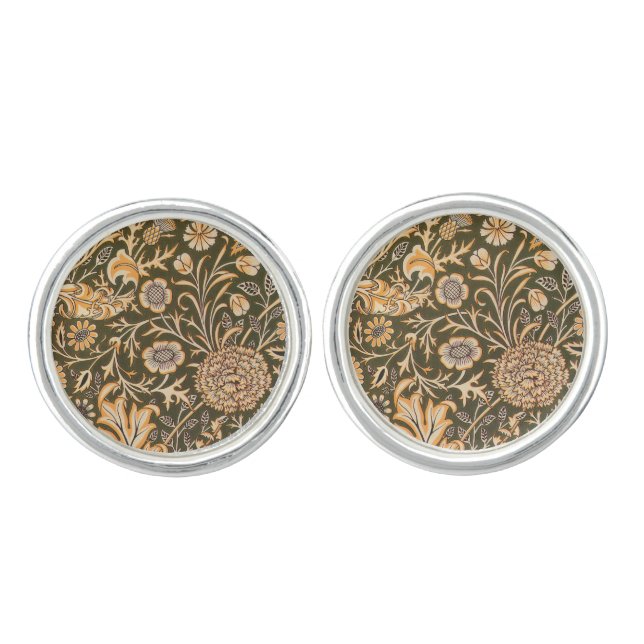 William Morris Cherwell Antique Floral Pattern Cufflinks (Front)