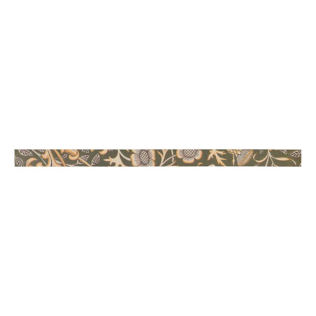 William Morris Cherwell Antique Floral Pattern Grosgrain Ribbon (Front)