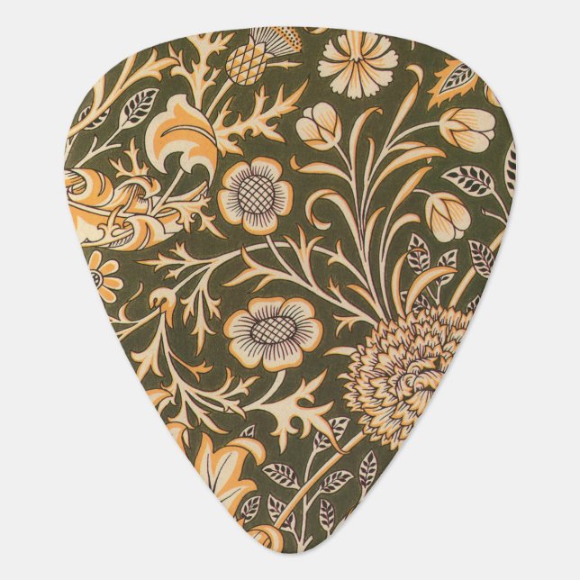 William Morris Cherwell Antique Floral Pattern Guitar Pick (Front)
