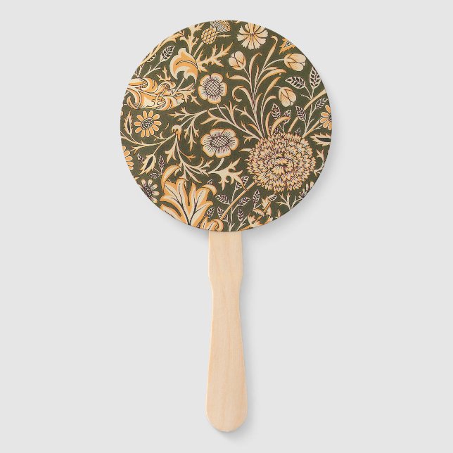 William Morris Cherwell Antique Floral Pattern Hand Fan (Front)