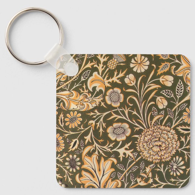 William Morris Cherwell Antique Floral Pattern Keychain (Front)