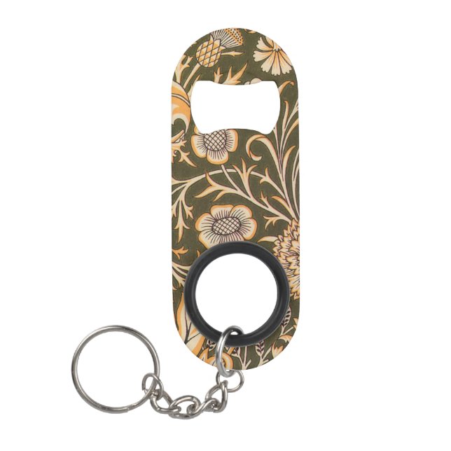 William Morris Cherwell Antique Floral Pattern Keychain Bottle Opener (Front)