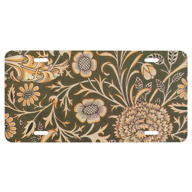 William Morris Cherwell Antique Floral Pattern License Plate (Front)