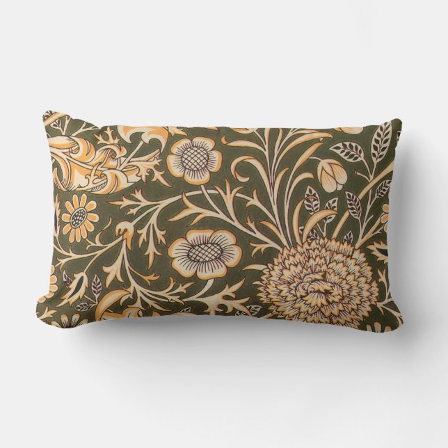William Morris Cherwell Antique Floral Pattern Lumbar Pillow (Front)