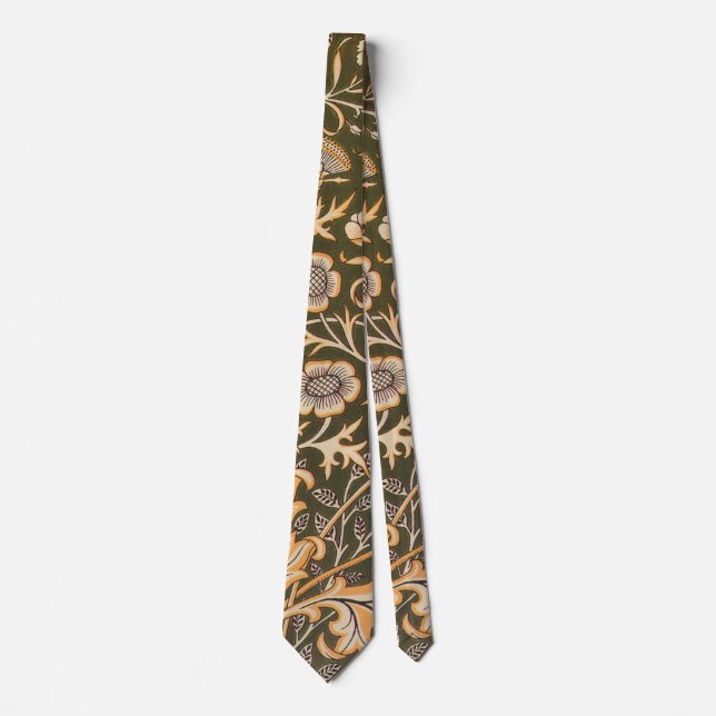 William Morris Cherwell Antique Floral Pattern Neck Tie (Front)