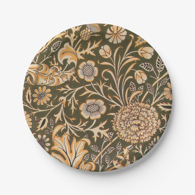William Morris Cherwell Antique Floral Pattern Paper Plates (Front)