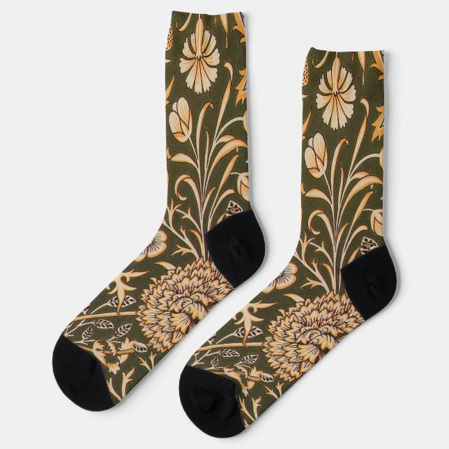 William Morris Cherwell Antique Floral Pattern Socks (Left)