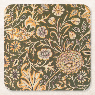 William Morris Cherwell Antique Floral Pattern Square Paper Coaster