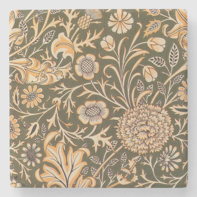 William Morris Cherwell Antique Floral Pattern Stone Coaster (Front)