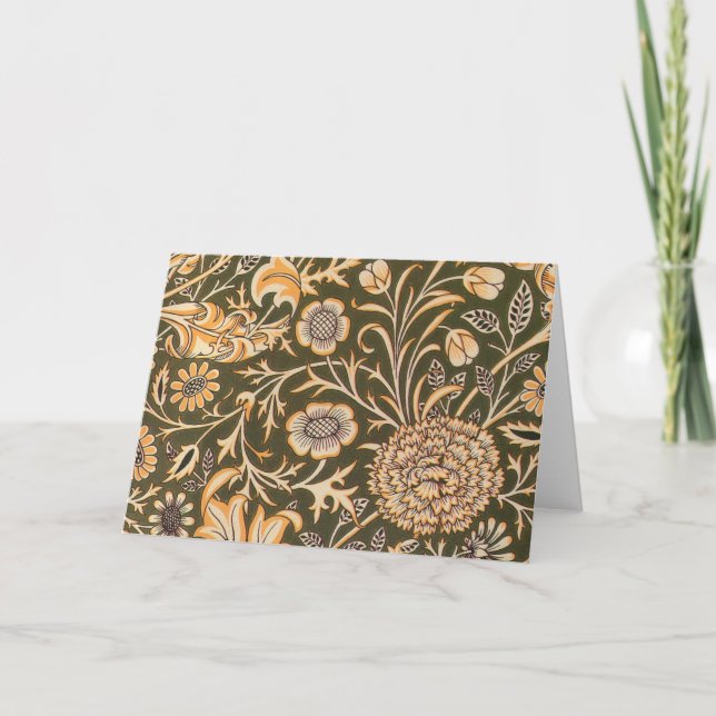 William Morris Cherwell Antique Floral Pattern Thank You Card (Front)