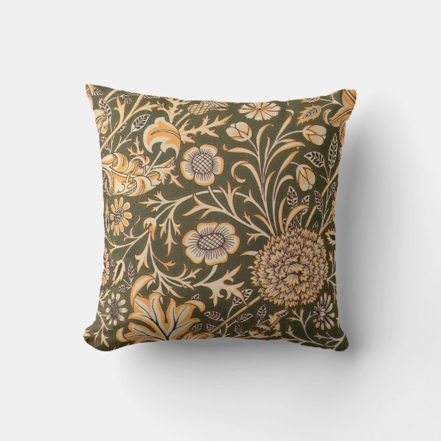 William Morris Cherwell Antique Floral Pattern Throw Pillow (Front)