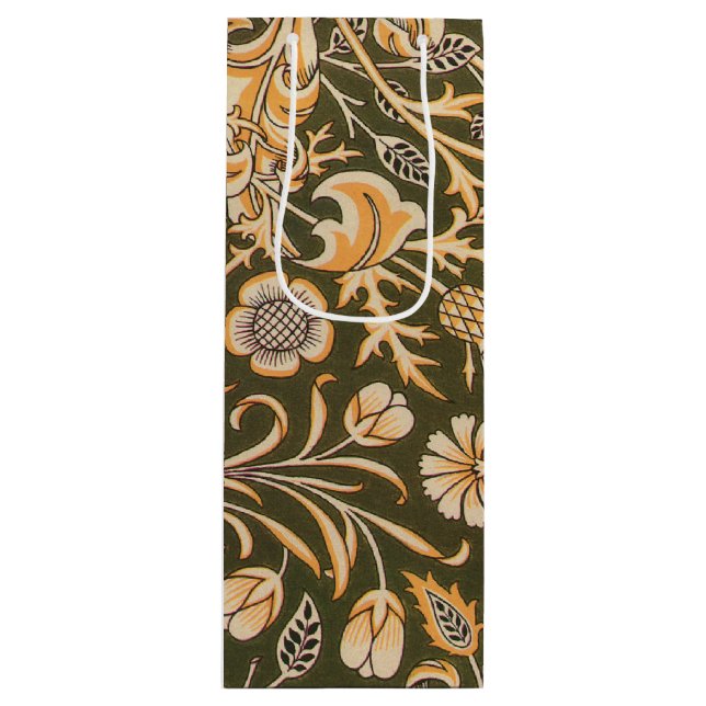 William Morris Cherwell Antique Floral Pattern Wine Gift Bag (Front)