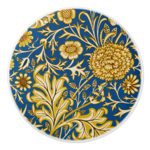 William Morris Cherwell Floral Pattern Blue Ceramic Knob
