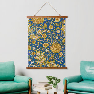 William Morris Cherwell Floral Pattern Blue Hanging Tapestry