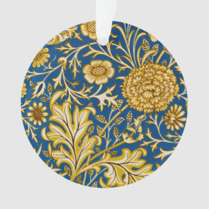 William Morris Cherwell Floral Pattern Blue Ornament