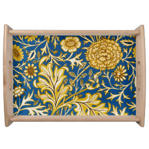 William Morris Cherwell Floral Pattern Blue Serving Tray