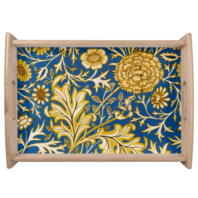 William Morris Cherwell Floral Pattern Blue Serving Tray (Front)