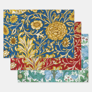 William Morris Cherwell Floral Pattern Blue Wrapping Paper Sheets