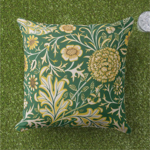 William Morris Cherwell Floral Pattern Green Outdoor Pillow