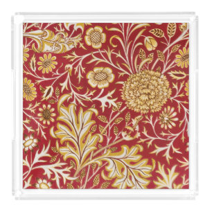 William Morris Cherwell Floral Pattern Red Acrylic Tray