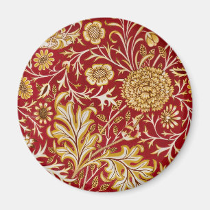 William Morris Cherwell Floral Pattern Red Magnet