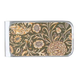William Morris Cherwell Wallpaper Pattern Silver Finish Money Clip