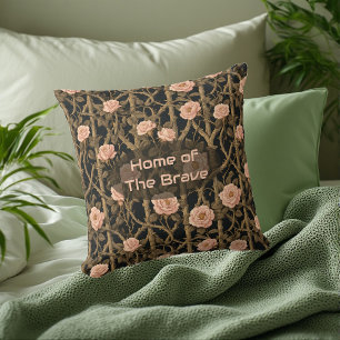 William Morris Chic Rose Trellis Home of the Brave Throw Pillow