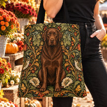 William Morris Chocolate Lab Vintage Floral