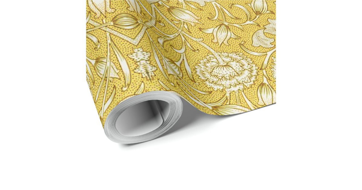 Pimpernel William Morris -Dark Brown Wrapping Paper, Zazzle