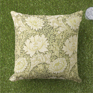 William Morris Chrysanthemum Floral Pattern Outdoor Pillow