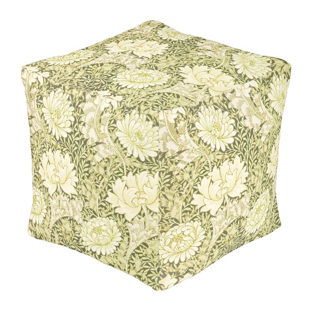 William Morris Chrysanthemum Floral Pattern Pouf (Angled Front)