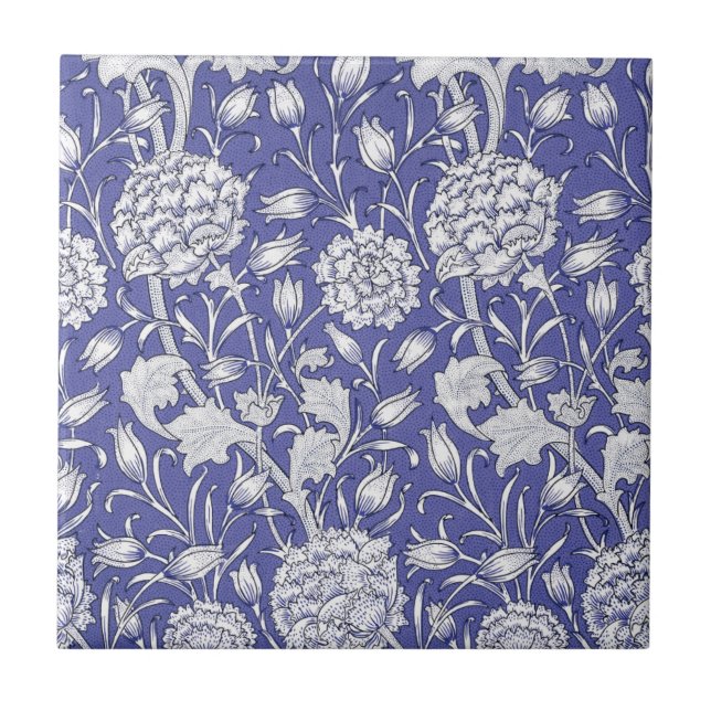William * Morris Chrysanthemum Flower Purple Blue  Ceramic Tile (Front)