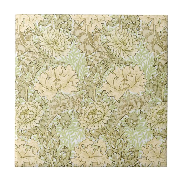 William * Morris Chrysanthemum Flowers  Ceramic Tile (Front)