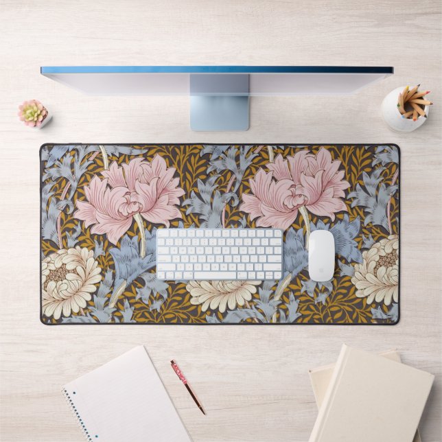 William Morris Chrysanthemum Flowers Pattern Desk Mat (Office 1)