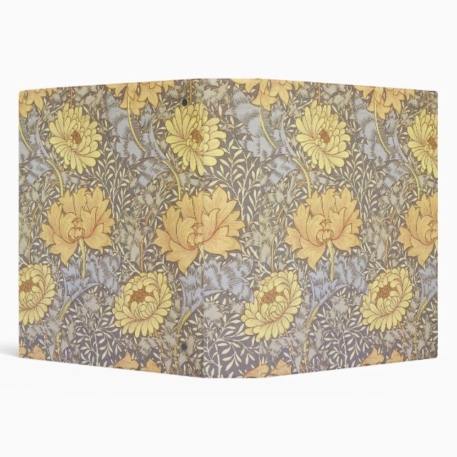 William Morris Chrysanthemum Mum Flowers 3 Ring Binder (Background)